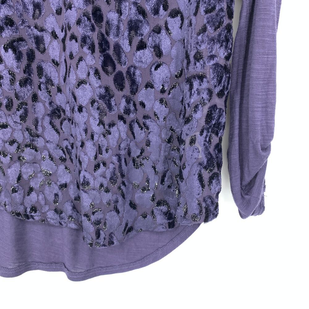 Anthropologie Tiny Blouse Women's Sz S V-Neck Long Sleeve Leopard Print Sequins - Picture 4 of 8